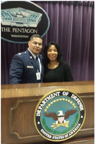 Cousin Major Daniel R Woodford and wife Cynthia at the Pentagon-400px.jpg