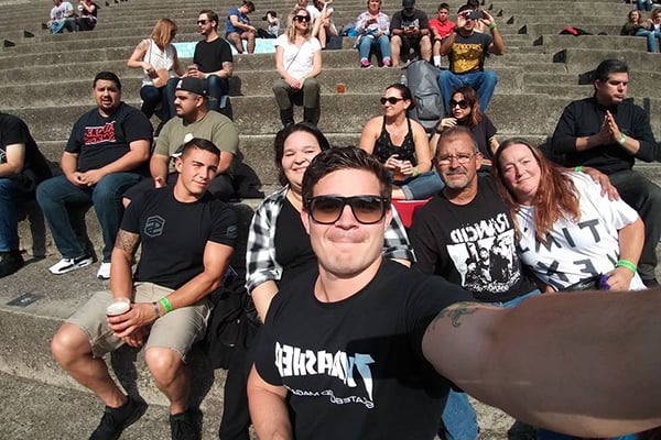 Max Barry and his family at a punk concert at the Greek Theater in Berkeley, CA.