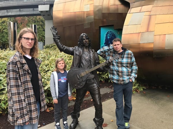 Tom and his family at Seattle's Experience Music Project (EMP).