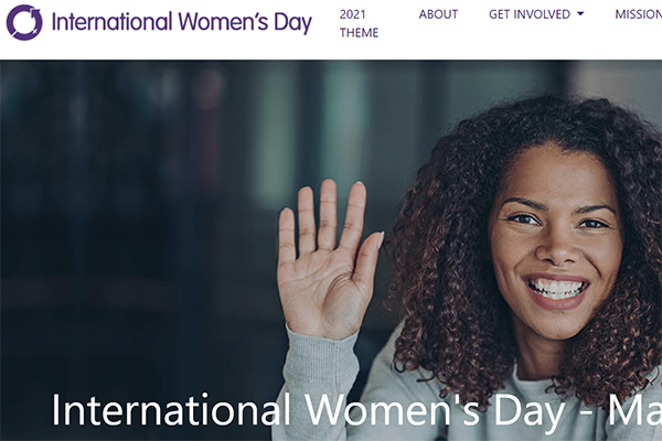 International Women's Day website screenshot.