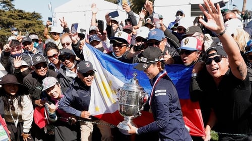 Photo of  Yuka Saso winning the U.S. Women's Open in golf