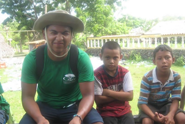 Danny Soltero with two kids in Nicaragua.