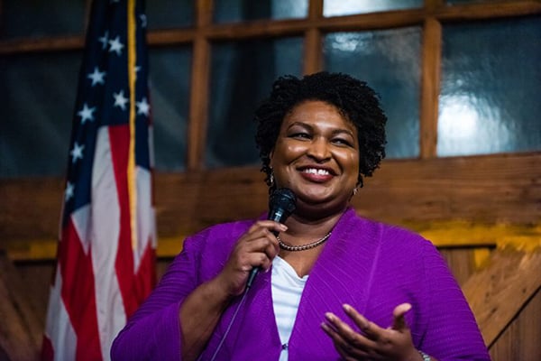 Headshot of Stacey Abrams speaking via Fair Fight