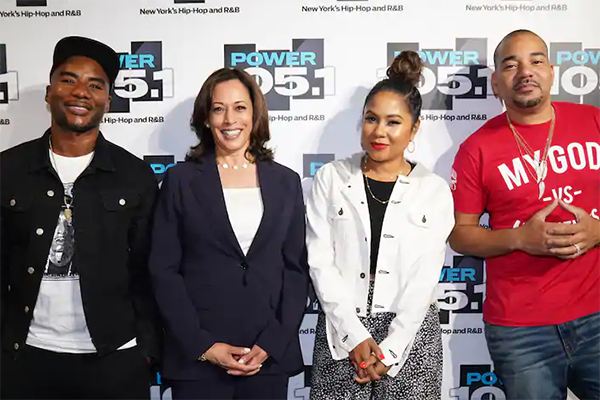 The Breakfast Club posing with Kamala Harris via Washington Post