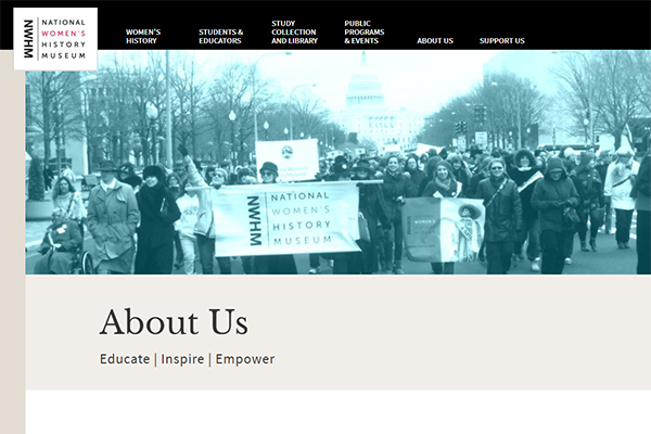 National Women's History Museum website screenshot.